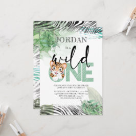Cute Lion Oerwoud First Birthday Invitation Kaart
