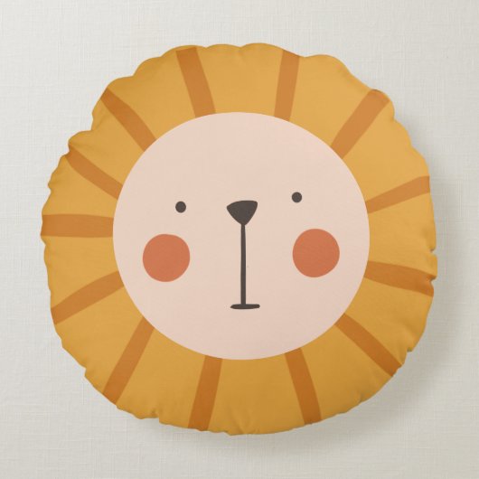 Cute Lion Oranje kinder Neursery Room Rond Kussen (Voorkant)