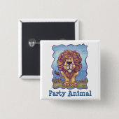 Cute Lion Party Animal Vierkante Button 5,1 Cm (Voorkant /achterkant)