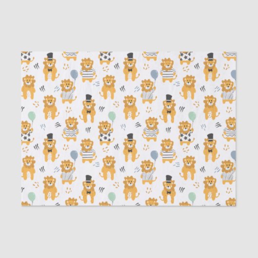 Cute Lion Pattern | wit Tissuepapier (Voorkant)