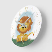 Cute Lion Personalized Gender Neutral  Ronde Klok (Hoek)