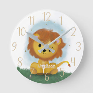 Cute Lion Personalized Gender Neutral  Ronde Klok