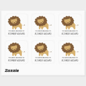 Cute Lion Personalized Kinder Bookplate Vierkante Sticker (Vel)