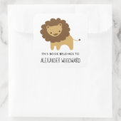 Cute Lion Personalized Kinder Bookplate Vierkante Sticker (Tas)