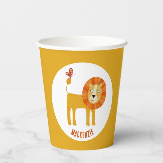 Cute Lion Personalized Papieren Bekers (Achterkant)