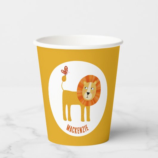 Cute Lion Personalized Papieren Bekers (Voorkant)