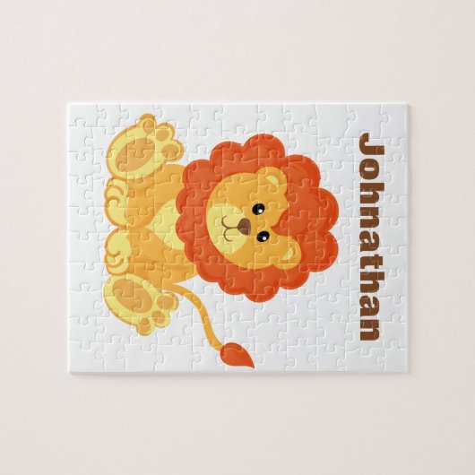 Cute Lion Personalized Puzzle Legpuzzel (Horizontaal)