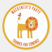 Cute Lion Persoonlijk Bedankt Ronde Sticker (Voorkant)