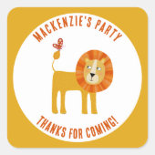 Cute Lion Persoonlijk Bedankt Vierkante Sticker (Voorkant)