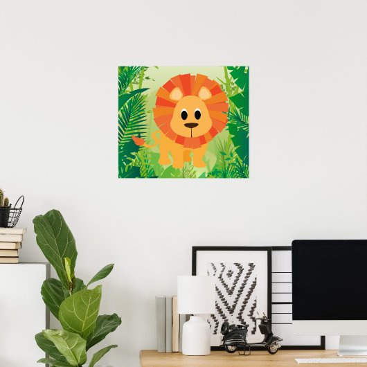 Cute Lion Poster (Thuiskantoor)