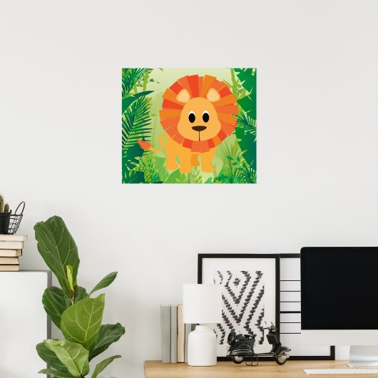 Cute Lion Poster (Thuiskantoor)
