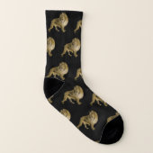 Cute Lion Print Black en Gold Sokken (Rechts - buiten)