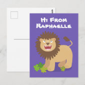 Cute lion Roaring cartoon illustratie Briefkaart (Voorkant / Achterkant)