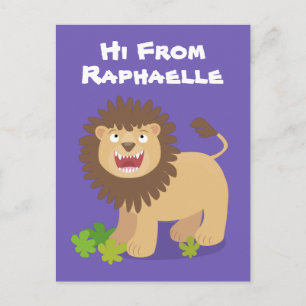 Cute lion Roaring cartoon illustratie Briefkaart