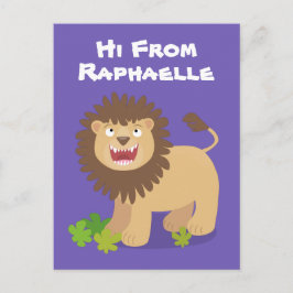 Cute lion Roaring cartoon illustratie Briefkaart