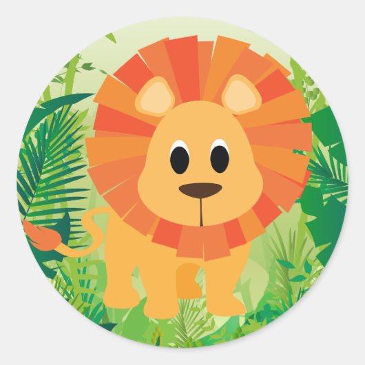 Cute Lion Ronde Sticker (Voorkant)