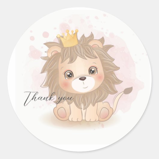 Cute lion ronde sticker (Voorkant)