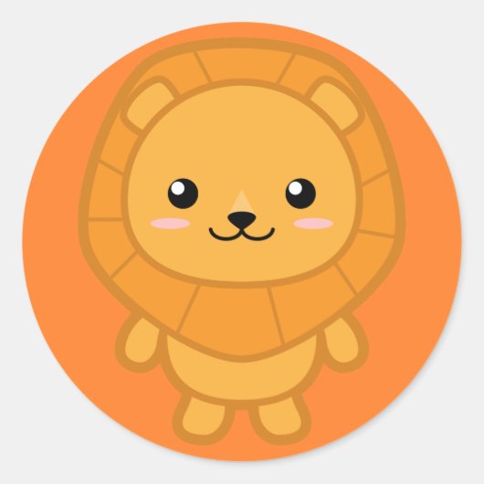 Cute Lion Ronde Sticker (Voorkant)