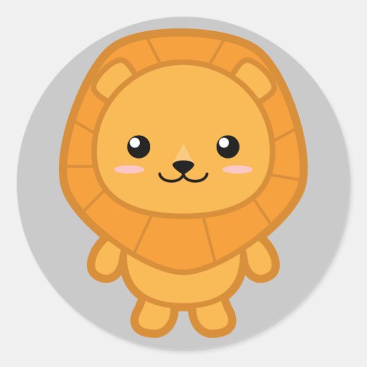 Cute Lion Ronde Sticker (Voorkant)
