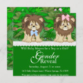 Cute Lion Safari Gender Release Party Invision Kaart (Voorkant / Achterkant)