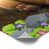 Cute Lion Sitting on a Rock Sterrennacht Art Poster (Hoek)