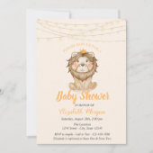 Cute Lion, String Lights, Stippen Baby shower Kaart (Voorkant)