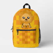 Cute Lion Themed Backpack (with checked pattern) Bedrukte Rugzak (Voorkant)