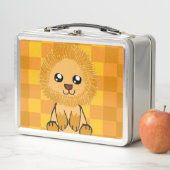 Cute Lion Themed Lunchbox (with checked pattern) (In situ)