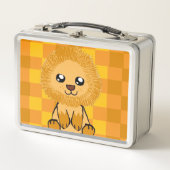 Cute Lion Themed Lunchbox (with checked pattern) (Voorkant)