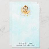 Cute Lion Vist op de maan Waterverf (Voorkant / Achterkant)