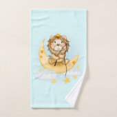 Cute Lion Vist op de maan Waterverf Bad Handdoek (Handdoek)