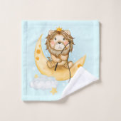 Cute Lion Vist op de maan Waterverf Bad Handdoek (Wasdoekje)