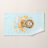 Cute Lion Vist op de maan Waterverf Bad Handdoek (Handdoek)