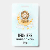 Cute Lion Vist op de maan Waterverf Badge (Achterkant)