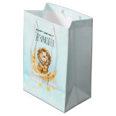 Cute Lion Vist op de maan Waterverf Birthday Medium Cadeauzakje (Achterkant Gekanteld)