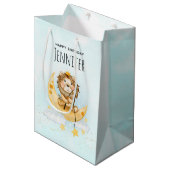 Cute Lion Vist op de maan Waterverf Birthday Medium Cadeauzakje (Voorkant Gekanteld)