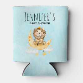 Cute Lion Vist op de maan Waterverf Blikjeskoeler