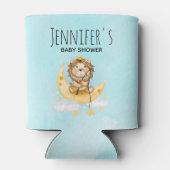 Cute Lion Vist op de maan Waterverf Blikjeskoeler (Achterkant)