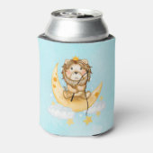 Cute Lion Vist op de maan Waterverf Blikjeskoeler (Blikje Achterkant)