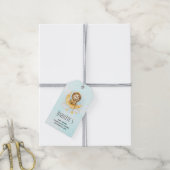 Cute Lion Vist op de maan Waterverf Cadeaulabel (Met Touw)