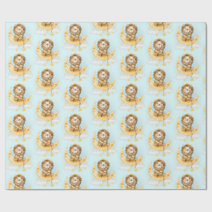 Cute Lion Vist op de maan Waterverf Cadeaupapier