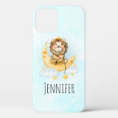 Cute Lion Vist op de maan Waterverf Case-Mate iPhone Case (Achterkant)