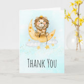 Cute Lion Vist op de maan Waterverf Dank u Kaart (Gele Bloem)