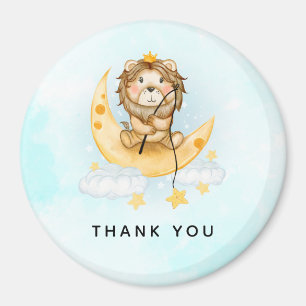 Cute Lion Vist op de maan Waterverf Dank u Magneet