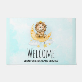 Cute Lion Vist op de maan Waterverf Deurmat