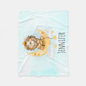 Cute Lion Vist op de maan Waterverf Fleece Deken (Voorkant)