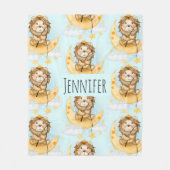 Cute Lion Vist op de maan Waterverf Fleece Deken (Voorkant)