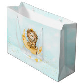 Cute Lion Vist op de maan Waterverf Groot Cadeauzakje (Voorkant Gekanteld)