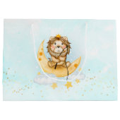 Cute Lion Vist op de maan Waterverf Groot Cadeauzakje (Achterkant)