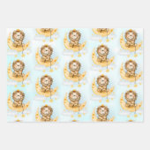 Cute Lion Vist op de maan Waterverf Inpakpapier Vel (Voorkant)